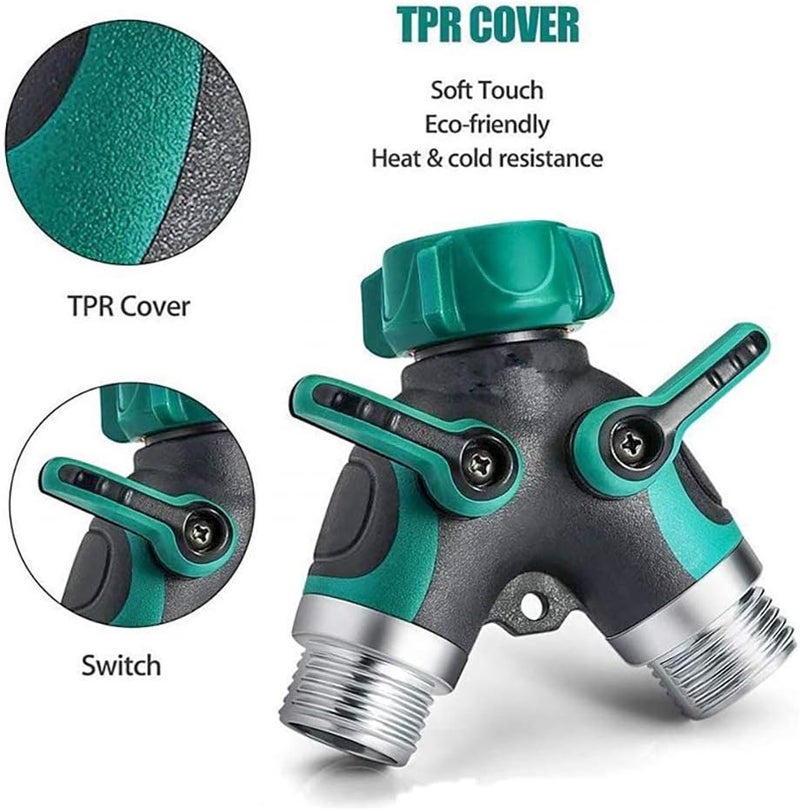 Sanpaint Hose Splitter 2 Way Heavy Duty, Garden Hose Splitter, Water Hose Splitter,Y Connector Garden Hose Adapter, Hose Y Splitter 2 Valves with 2 Extra Rubber Washers - Image 2
